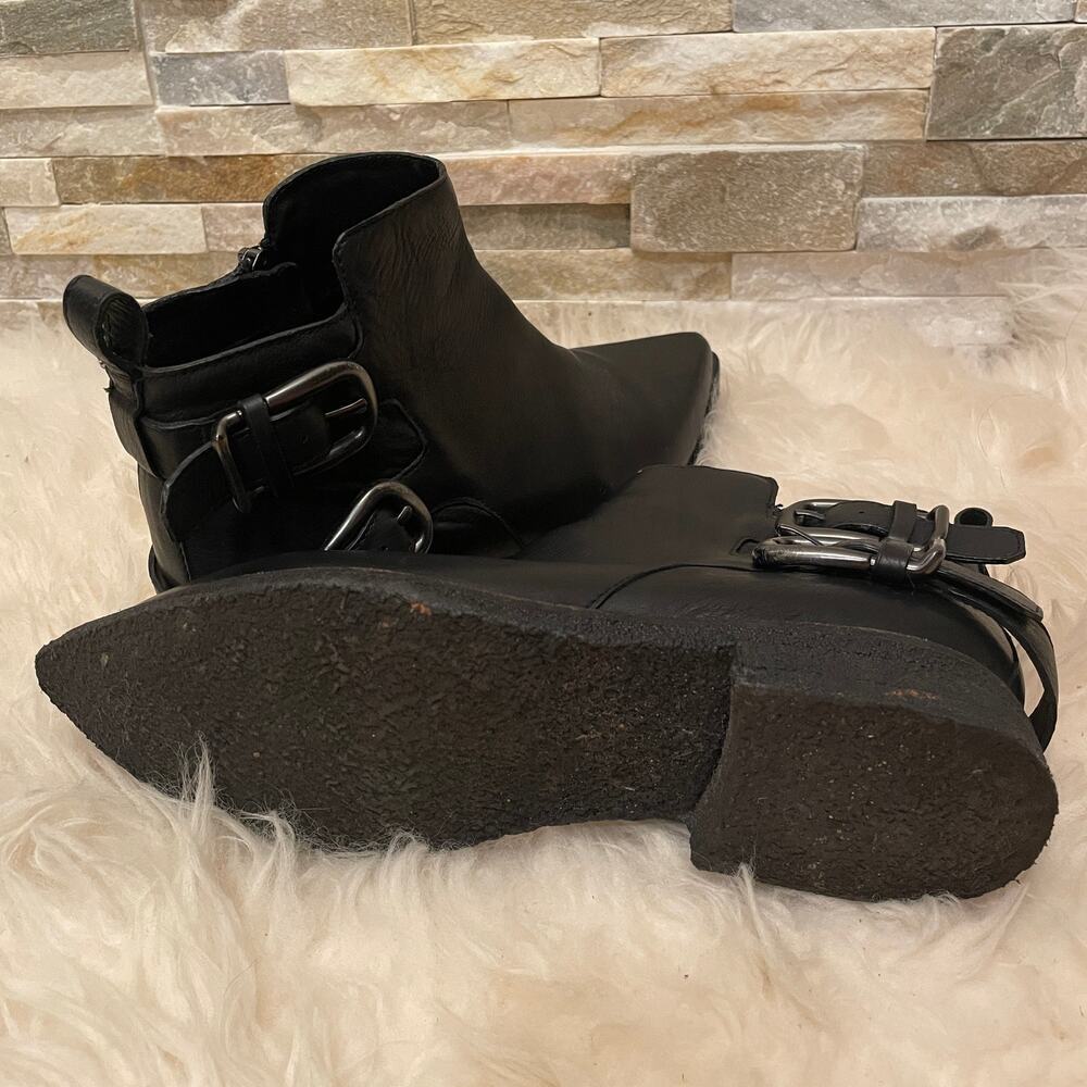 Belle by Sigerson Morrison 8 Black Leather Booties | Double Buckle Ankle Boots - Picture 6 of 10